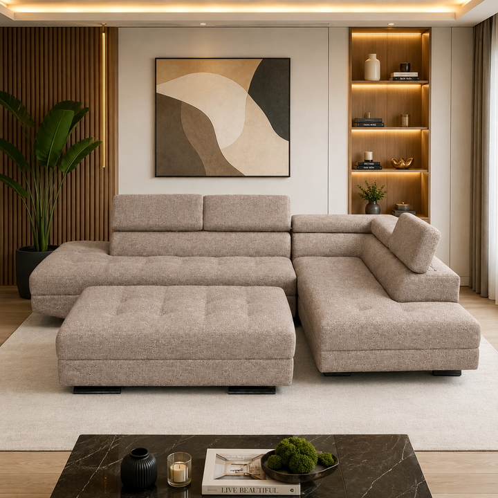 Hamilton Corner L-Shaped Sofa- Chenille Fabric