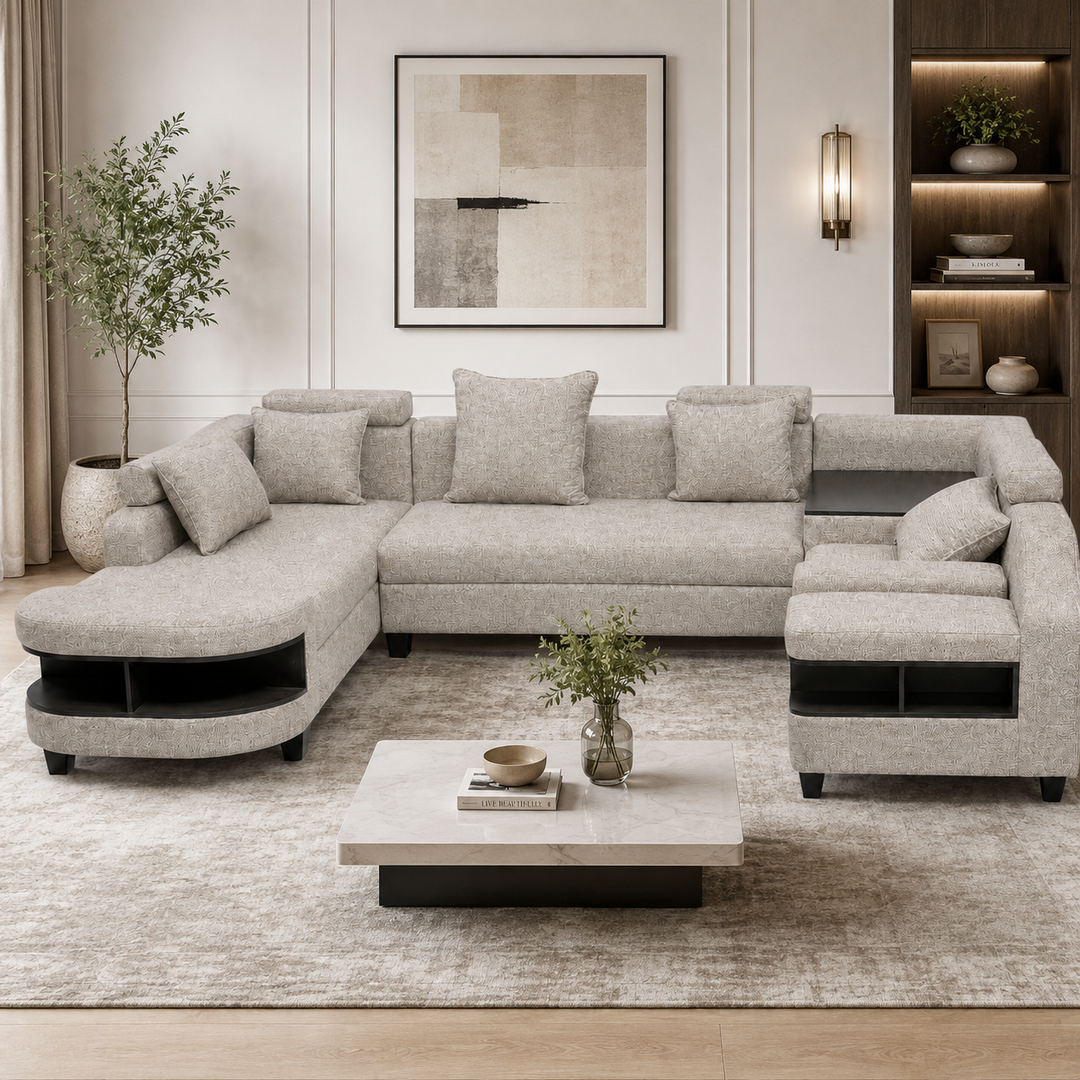 Clarence U Shape Sectional Corner Sofa-Woven Fabric