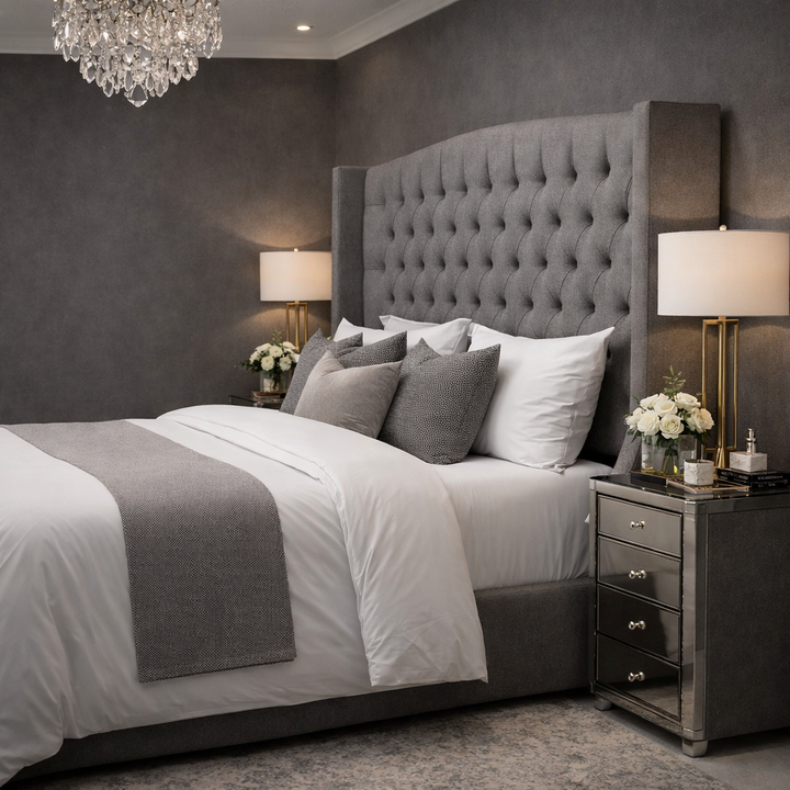 Reya Buttoned Wing Headboard