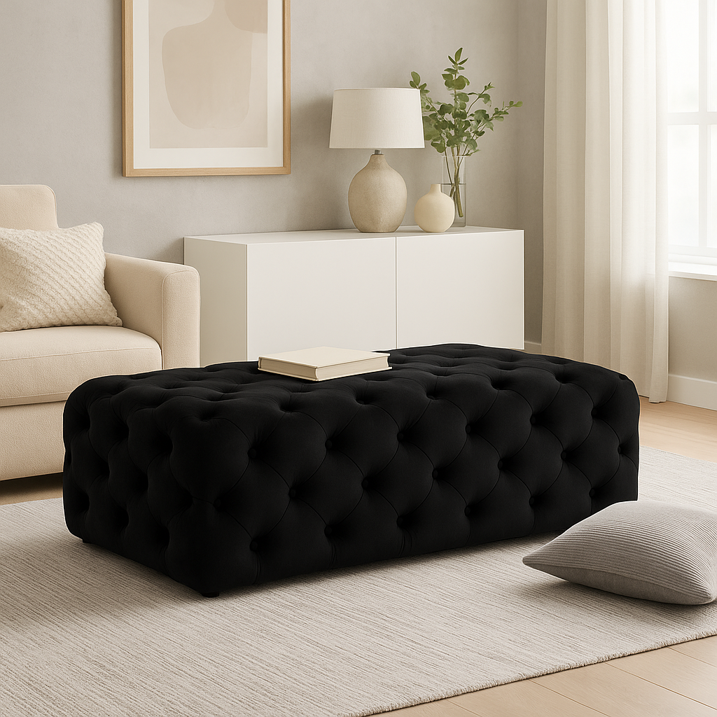 velvet upholstered stool bench