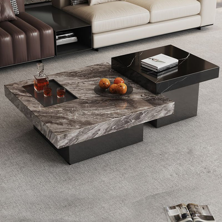 Grace Nordic Onyx Marble Coffee Table with Side Table