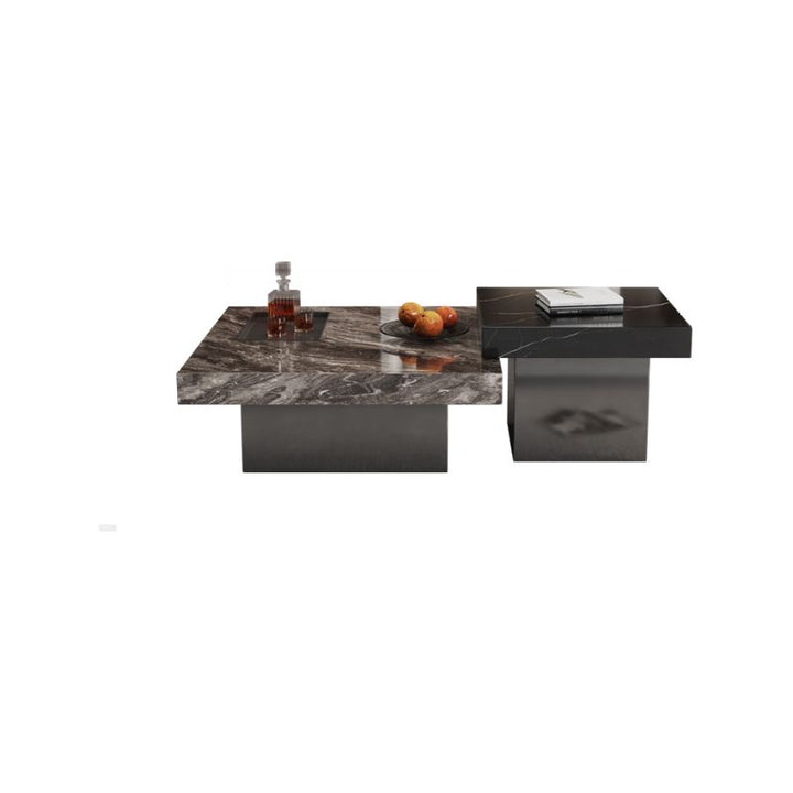 Grace Nordic Onyx Marble Coffee Table with Side Table