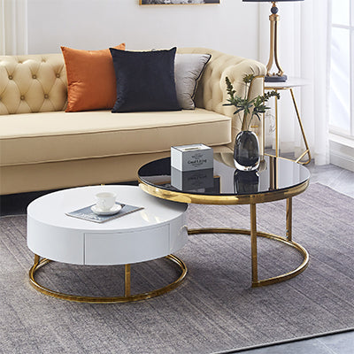 Helsinki Nesting Coffee Table Gold And White