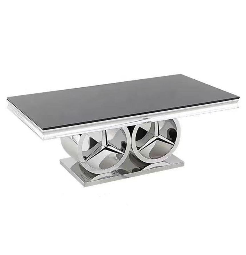 Merc Modern Room Dining Set – 7 Piece Contemporary Chrome Dining Suite