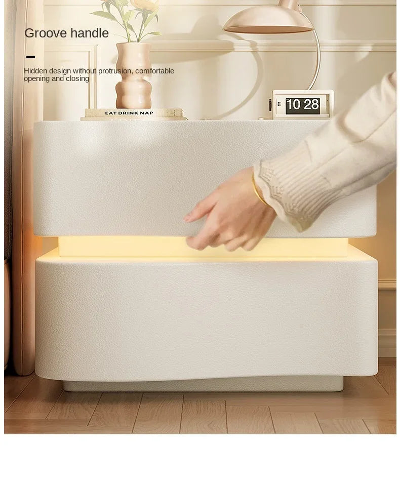 LumaGlow LED Bedside Pedestal with Dual Drawers