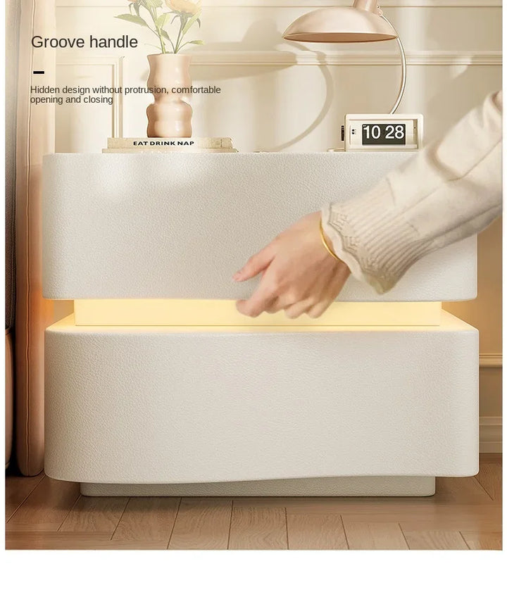 LumaGlow LED Bedside Pedestal with Dual Drawers