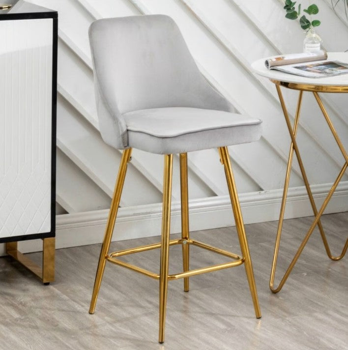 Luxeva Velvet Upholstered Barstool with Gold Legs