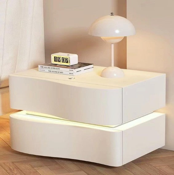 LumaGlow LED Bedside Pedestal with Dual Drawers