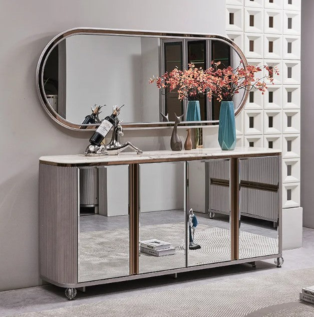 Eleanor Luxury Mirrored Sideboard with Large Wall Mirror