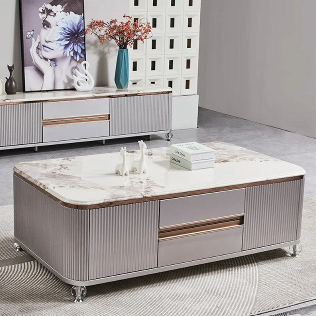Eleanor Modern Marble-Look Coffee Table with Storage