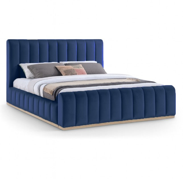 Denia Velvet Upholstered Sleigh Bed