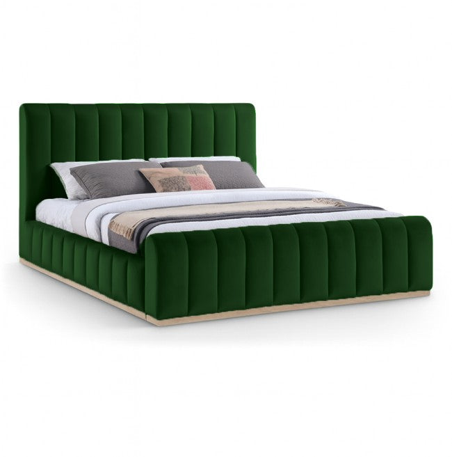 Denia Velvet Upholstered Sleigh Bed