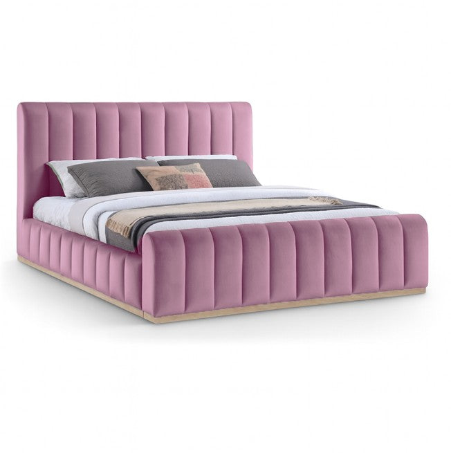 Denia Velvet Upholstered Sleigh Bed