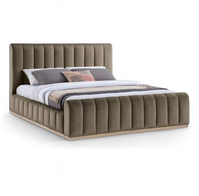 Denia Velvet Upholstered Sleigh Bed