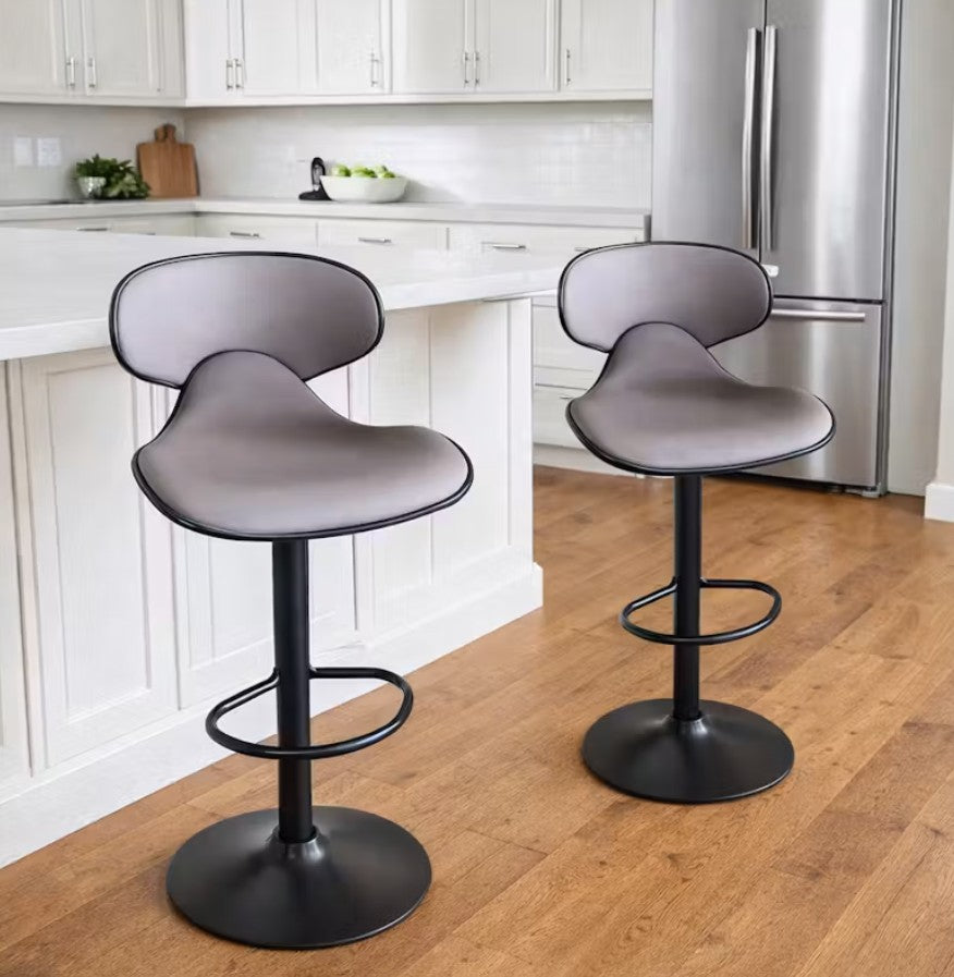 Phineas Set of 2 Shell Swivel PU Leather Gas-Lift Barstools