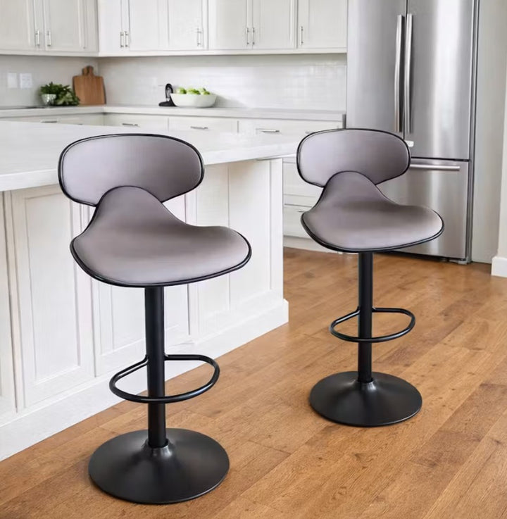 Phineas Set of 2 Shell Swivel PU Leather Gas-Lift Barstools
