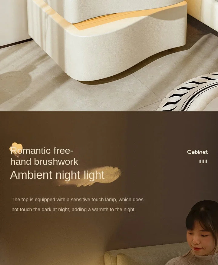 LumaGlow LED Bedside Pedestal with Dual Drawers