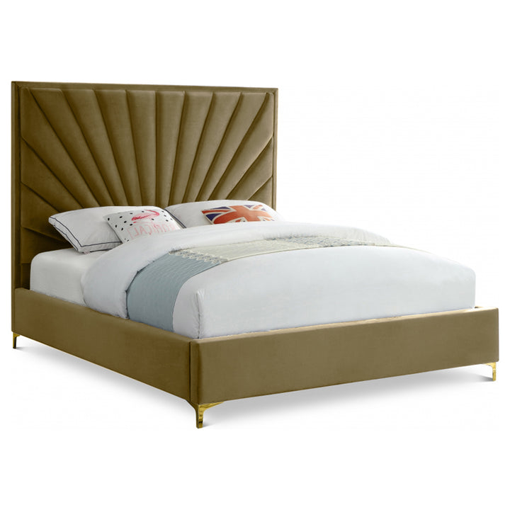 Odena Velvet Upholstered Sleigh Bed