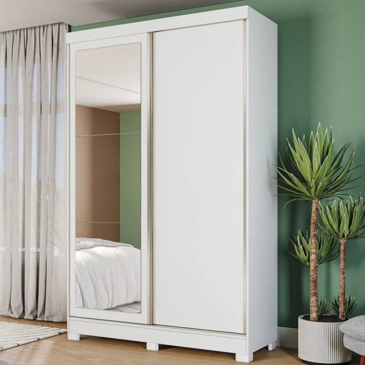 Mivada 2-Door 2-Drawer Sliding Wardrobe with Mirror