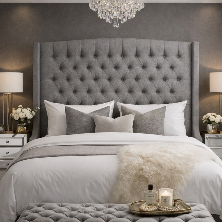 Reya Buttoned Wing Headboard