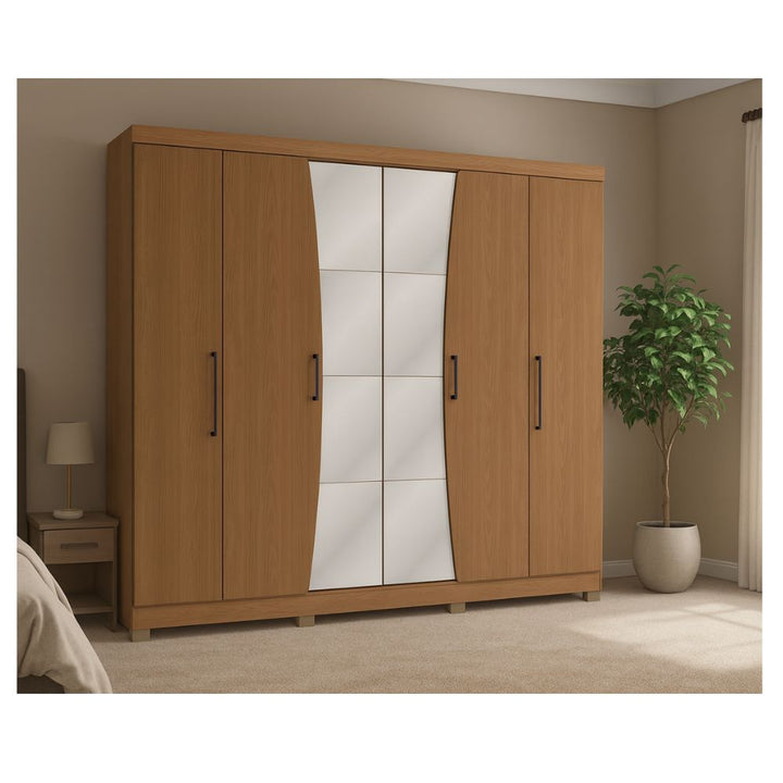 Fabiana 6 Door Wardrobe With Mirror