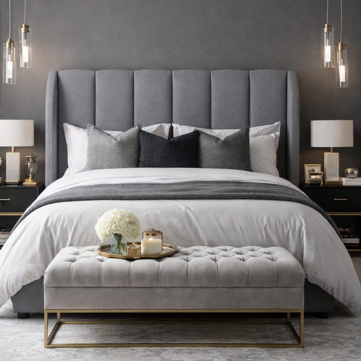 Celestia Upholstered Wingback Headboard