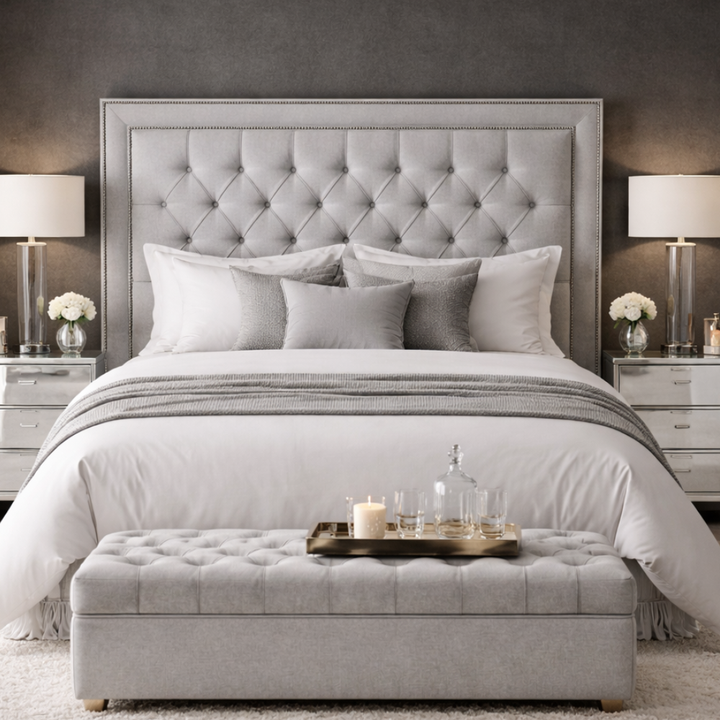 Penny Buttoned Linen Headboard