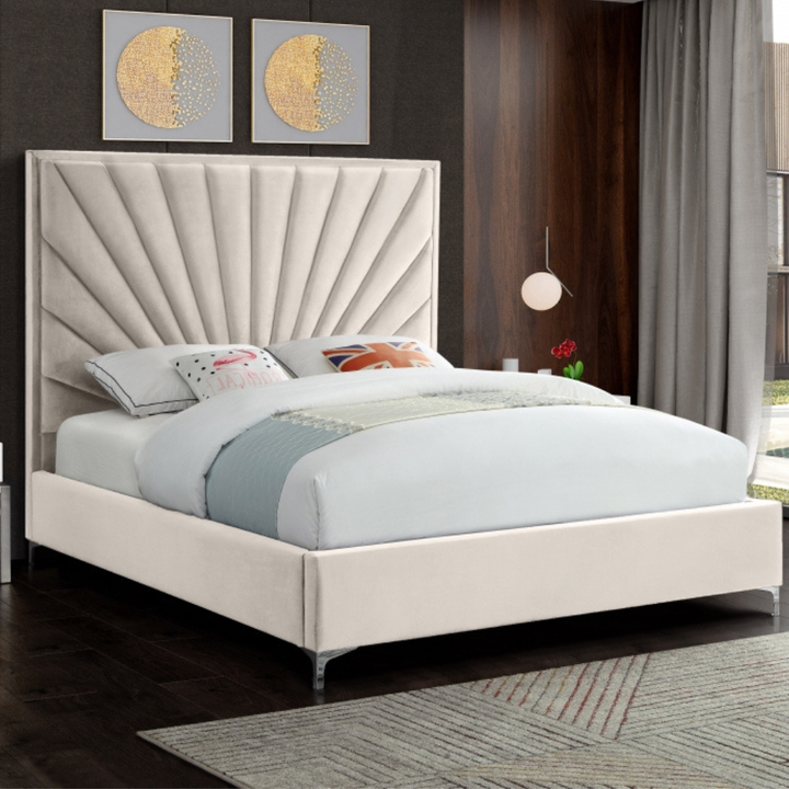 Odena Velvet Upholstered Sleigh Bed