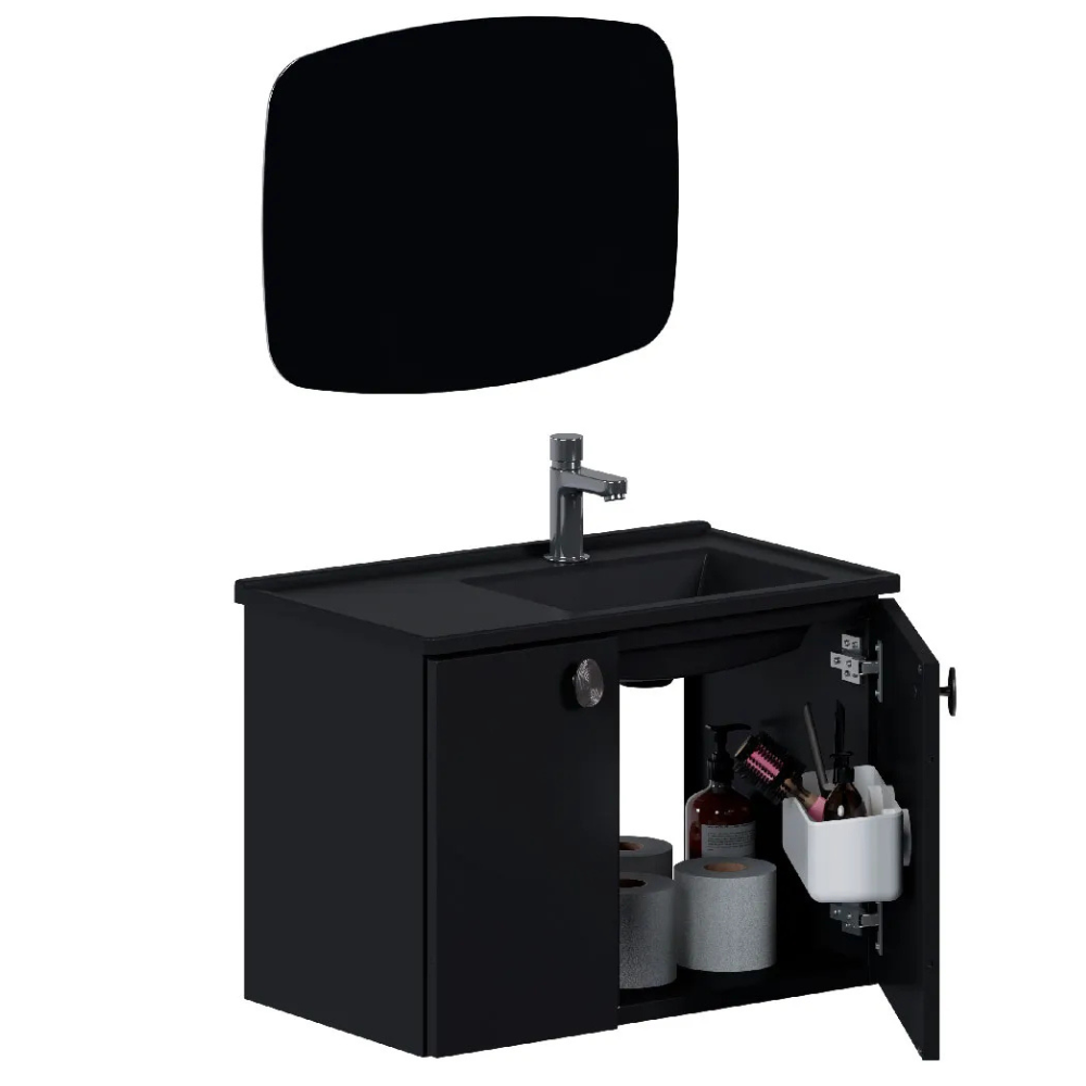 Tarumã Steel Bathroom Vanity Set with Cultured Marble Washbasin & Mirror