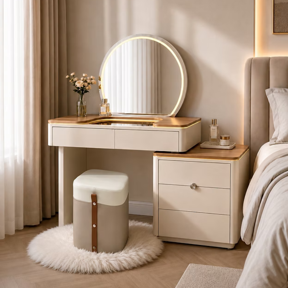 Dabella Modern Dressing Table – Matte Ivory White