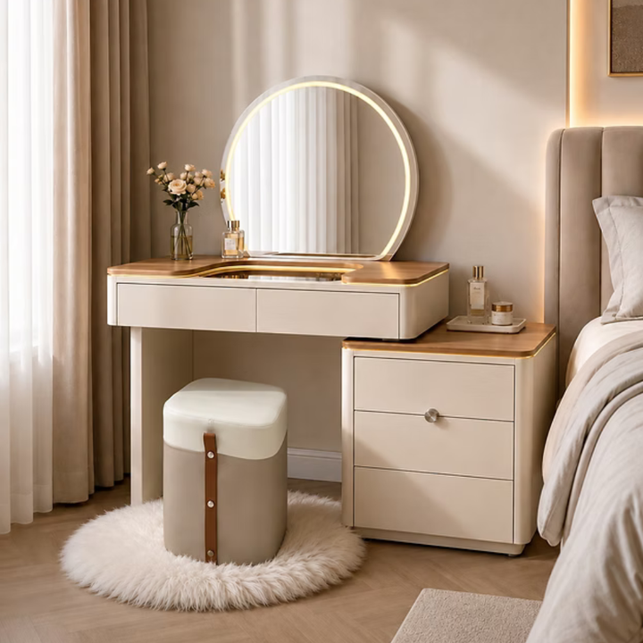 Dabella Modern Dressing Table – Matte Ivory White