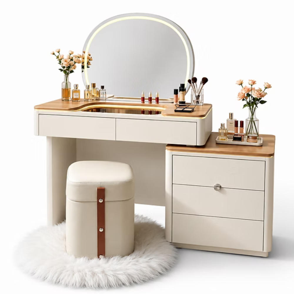 Dabella Modern Dressing Table – Matte Ivory White