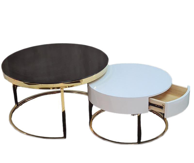 Helsinki Nesting Coffee Table Gold And White Designer Concepts