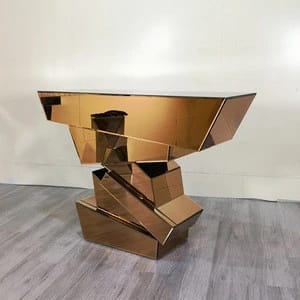 Larisa Rose Gold Mirrored Console Table