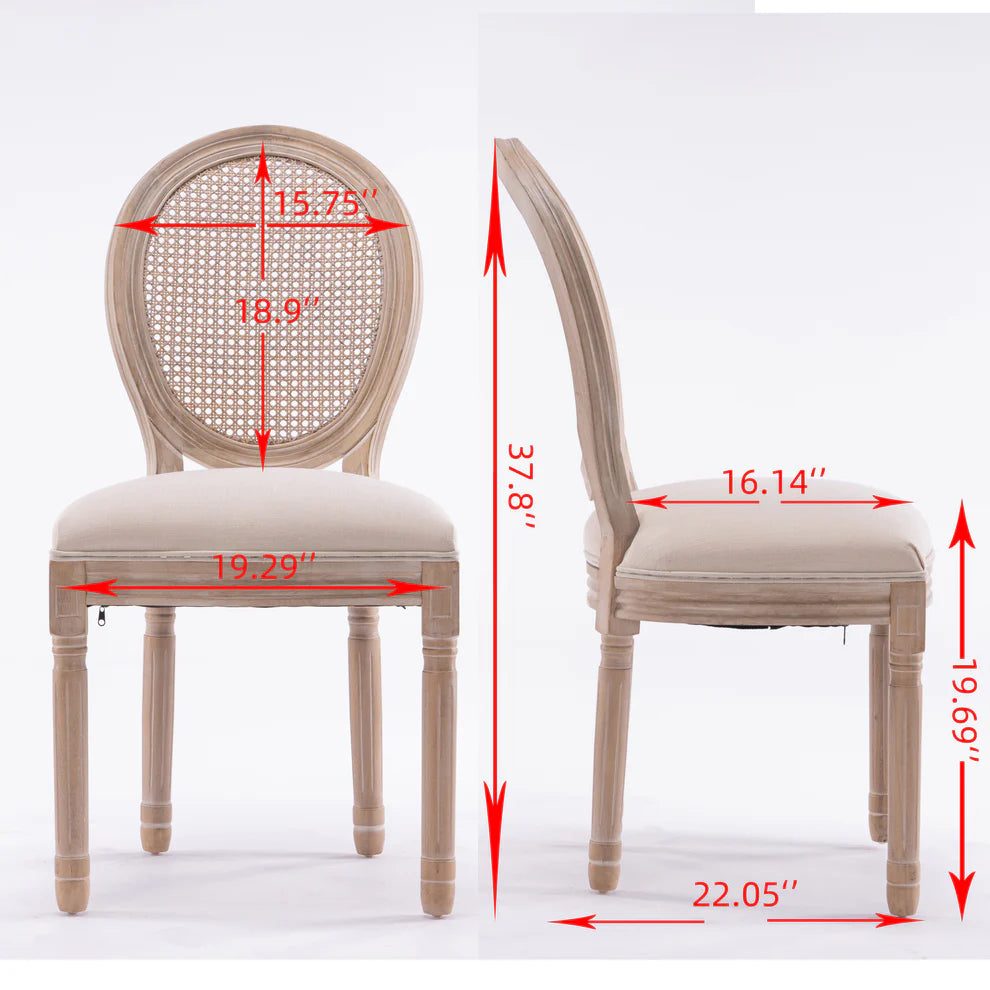 Rattan French Style Dining Chair – Set of 2