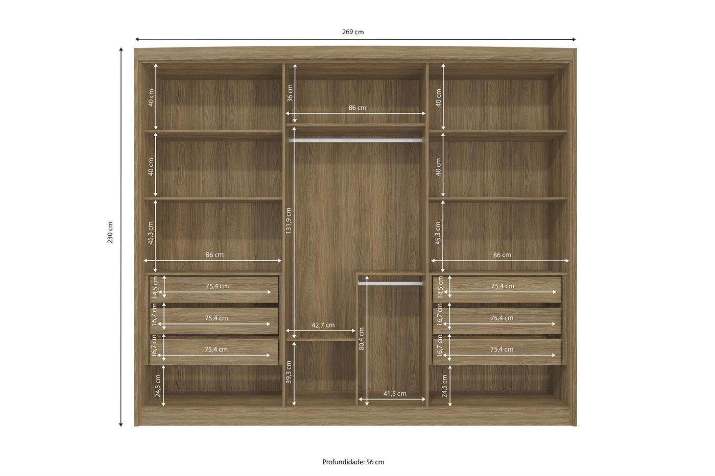 Rodriguez Wardrobe 6 doors | 6 drawers