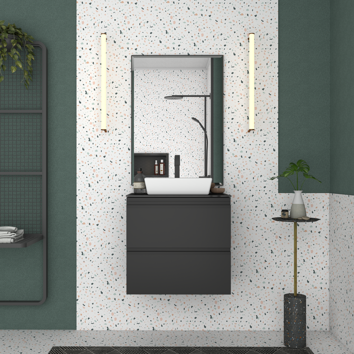 Gaia Steel Bathroom Vanity With Tempered Glass And Prisma Basin