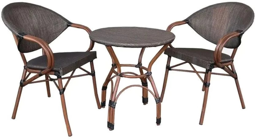Rustic Outdoor Bistro Set (1 Table + 2 Chairs)