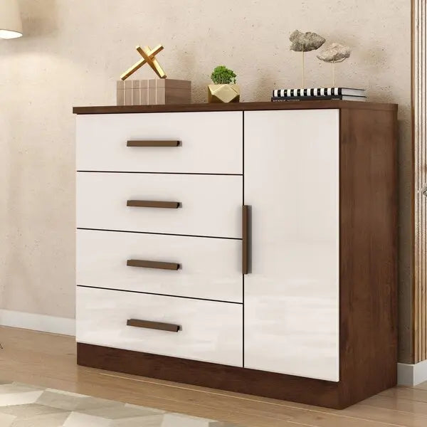 Genova Plus 1-Door 4-Drawer Chest of Drawers with Shoe Rack