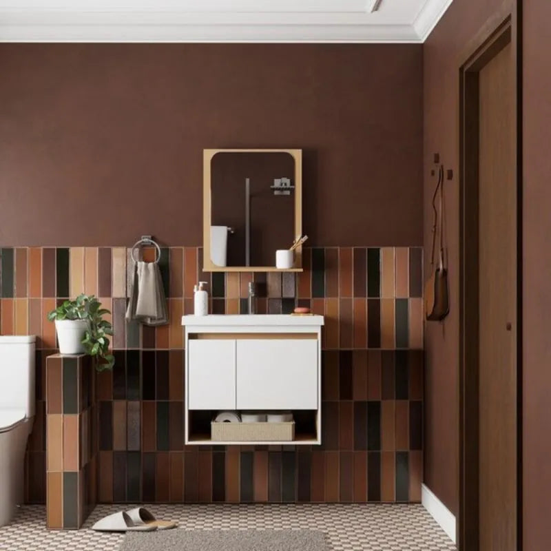 Verbena Vanity Set with Mirror and White Jequitibá Washbasin