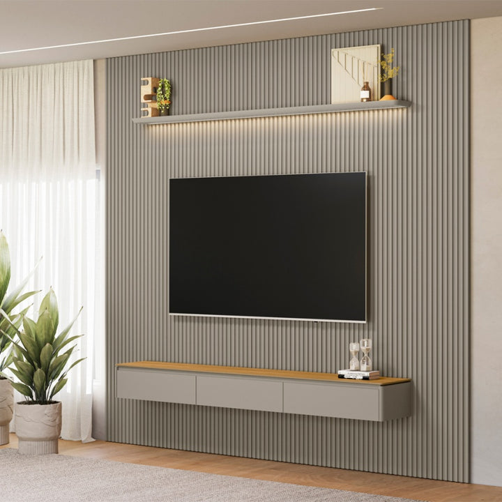 Conjunto Modular 3.0m Slatted Panel Plasma Stand