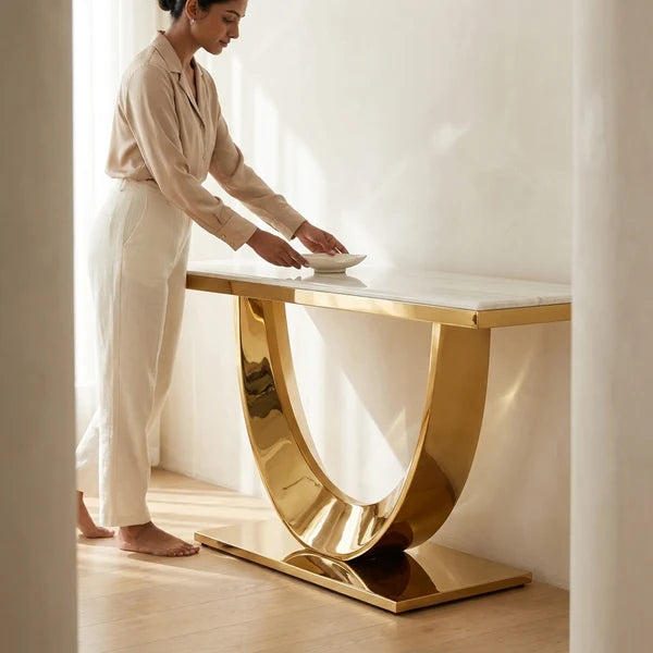 Kiara Modern Gold-Tone Console Table