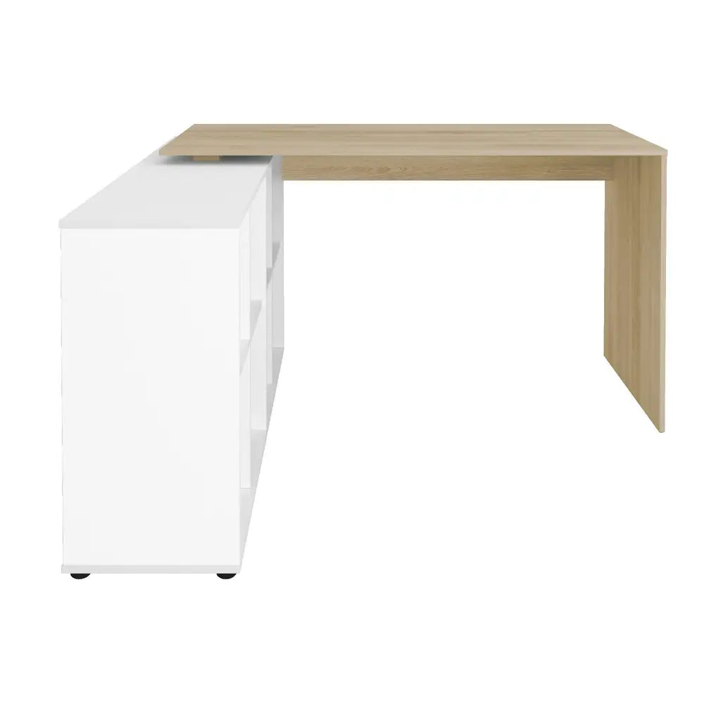 Netro Light Oak-White Office Desk