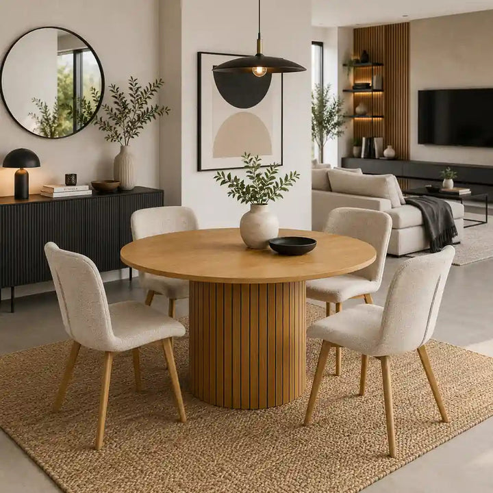 Oslo 5pc Dining Set Beige-Light Oak