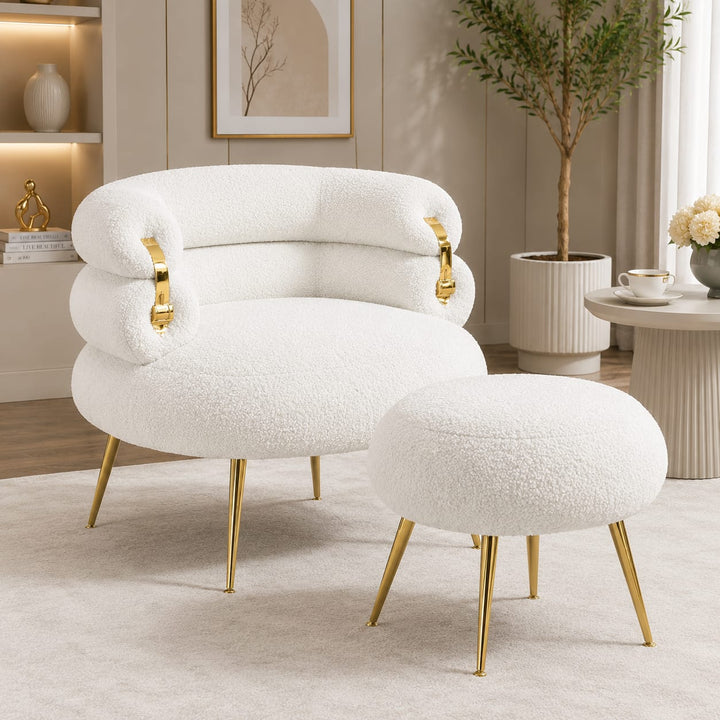Ariah Upholstered Tufted Armchair With Footstool
