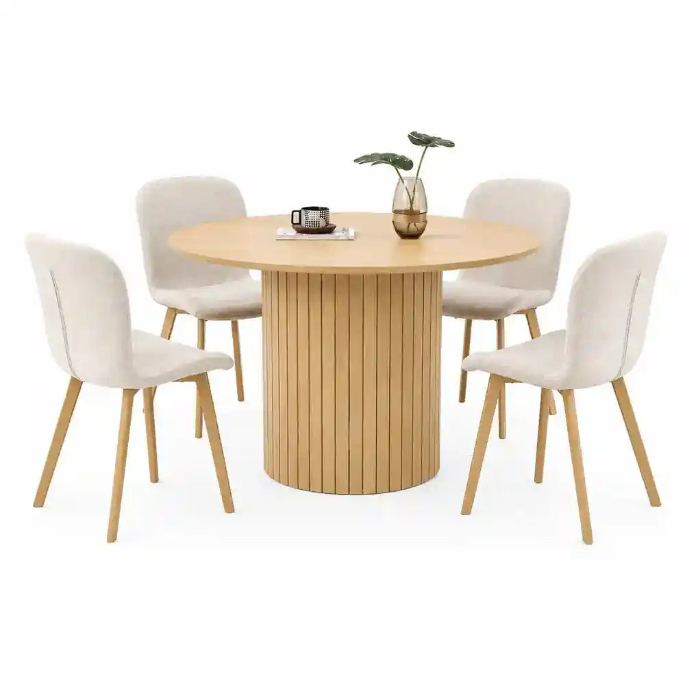 Oslo 5pc Dining Set Beige-Light Oak