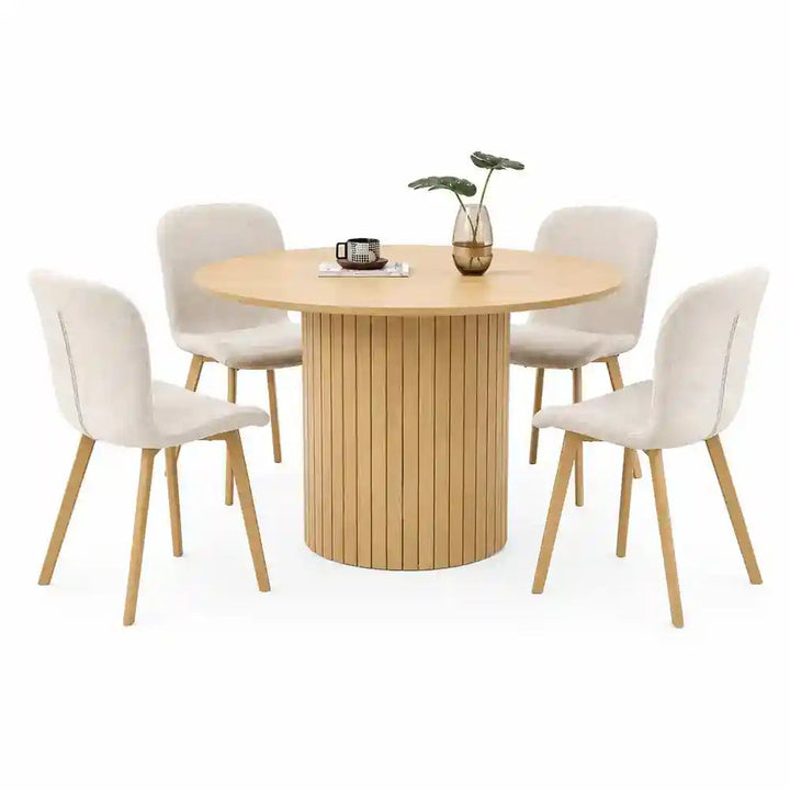 Oslo 5pc Dining Set Beige-Light Oak