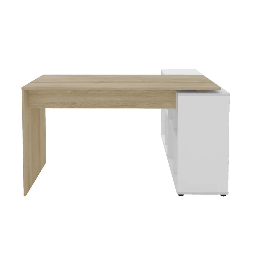 Netro Light Oak-White Office Desk