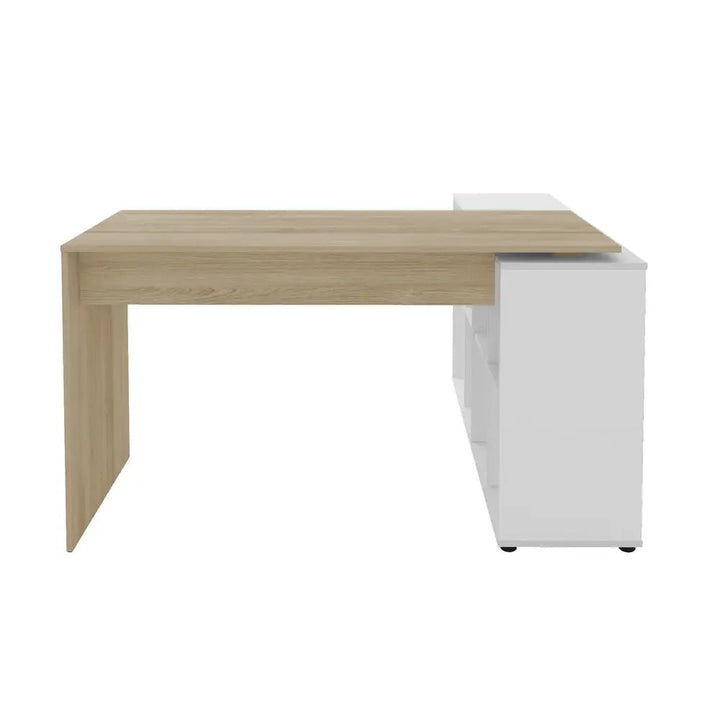 Netro Light Oak-White Office Desk
