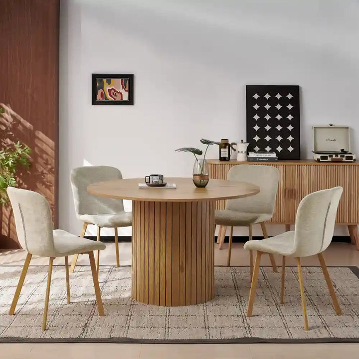Oslo 5pc Dining Set Beige-Light Oak
